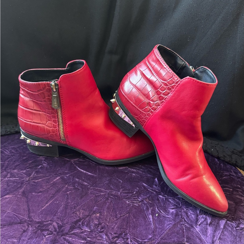CIRCUS BY SAM RED BOOTS WITH SPIKED HEEL